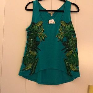 New Speechless Lots Of Love Metallic Palm Blouse